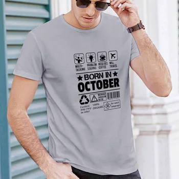 Grafic T Shirt Print Amuzant Născut În octombrie Maneci Scurte O-gât Postav de Moda Casual Tee Streetwear Kawaii Îmbrăcăminte Bărbați