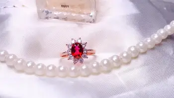 Granat Natural inel de piatră prețioasă cu argint pentru femei de culoare roșie inel de piatră prețioasă promovarea prețul real argint 925 fata data cadou