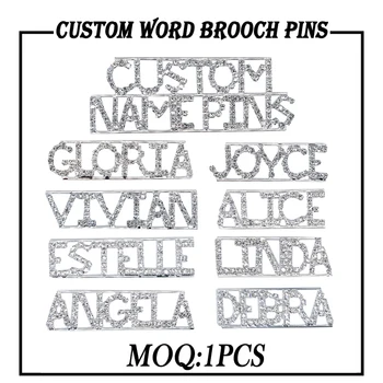 GRANDBLING bling Personalizate Cuvânt Ace de Brosa Cristal lucrate Manual, Personalizate cu Numele Ace de Rever/Insigne Unice de Bijuterii Cadou