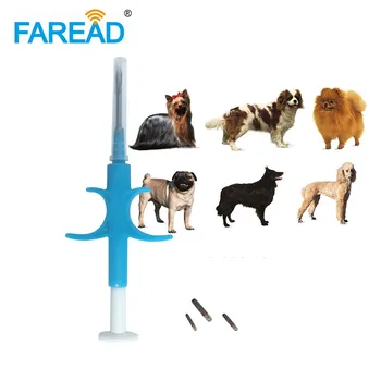 Gratuit de transport maritim 1.4x8mm/2*12mm Bioglass tag FDX-B câine chip de Animale implant ISO RFID microcip injector veterinar seringă de companie transponder