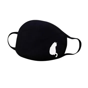 Gratuit Dimensiune Reutilizabile Generic De Bumbac Gura Măști De Praf Respirabil Multifuncțional Pisica Neagra Imprimare Față Masca Lavabil Masque4