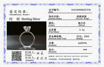 Gratuit Trimis Certificatul Argint 925, Inel Lux Mare de 9 mm 3.0 ct Laborator Diamant Solitaire Inel Femei Argint 925 Bijuterii R316
