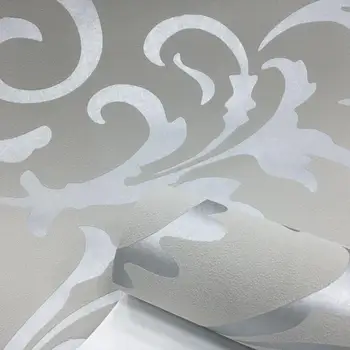 Gri 3D Victorian Damasc Relief Rola Tapet Acasă Decor Camera de zi Dormitor Acoperiri de Perete Argint Florale de Lux, Hârtie de Perete