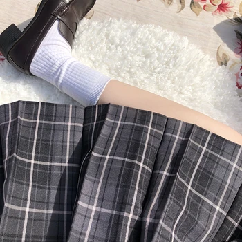 [Gri fumuriu] fată de vară talie mare fuste plisate fuste carouri rochie de sex feminin pentru jk uniformă de școală elevii haine