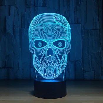 Groază Schelet 7 Culoare Lampa 3D LED Vizuală Led Lumini de Noapte Pentru Copiii Atinge Usb Masă Lampara Lampe Copil de Dormit Acasă Veioza