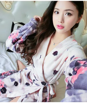 Gros De Iarna Cald Robă Lungă Rochie De Sex Feminin Flanel Kimono-Halat De Baie Moale Ladys Sleepwear Acasă Haine Casual Cămașă De Noapte
