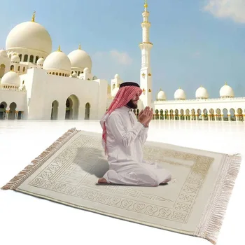Gros Moale Musulmane Islamice De Rugăciune Mat Salat Musallah Covor De Rugăciune Rugându-Se Rogojini Ciucure Covor Camera De Zi Tapiserie