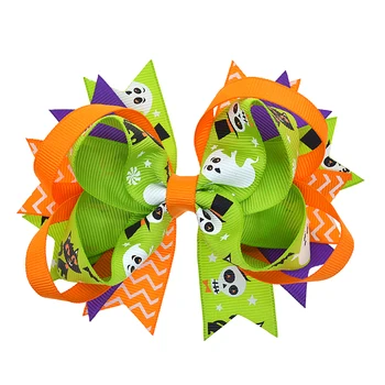 Grosgrain Panglică de Halloween Arcuri de Par cu Palarie de Vrajitoare Fantoma Dovleac Model Craniu Bat Paianjen pentru Copii Copii mici Copil Fete 20 BUC