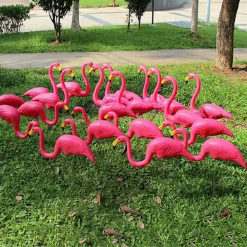 Grădinărit Decor Flamingo Decor în aer liber Artificiale Flamingo Garden 3pcs/Lot Vila Roz/Roșu din material Plastic