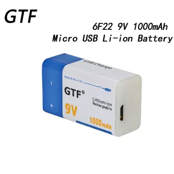 GTF 1000mah 9V 6F22 USB 9V Baterie Li-ion Micro USB Baterie pentru Microfon cu Control de la Distanță Jucărie KTV Utilizare Baterie Reîncărcabilă de Celule
