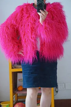 GTGYFF haina de iarna femei solidă maneca lunga shaggy faux blana femei jacheta straturi artificiale de Pluș haină de blană de sex feminin supradimensionat 2020