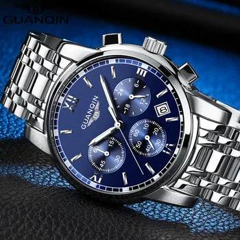 GUANQIN Mens Ceasuri de Top de Brand de Moda de Lux de Afaceri Cronograf Cuarț Ceas Barbati Sport din Oțel Inoxidabil Ceas de mână rezistent la apă