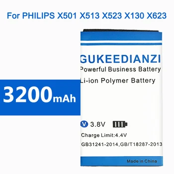 GUKEEDIANZI Bateria Telefonului Pentru PHILIPS Xenium X501 X513 X523 X130 X623 X3560 CTX130 CTX523 CTX513 3200mAh AB2000AWMC /AB2000FWML