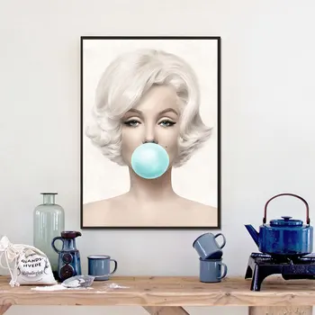 Guma De Mestecat Moda Poster Marilyn Panza Pictura Monroe Wall Art Print Tablouri Moderne Pentru Camera De Zi De Pe Perete Decor Acasă