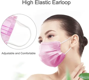 Gura Masca 3-strat de culoare Roz de Unică folosință Pentru Adulți Anti Picături de Protecție Față 10/50/100/200 PC-uri Non-Țesute Earloops Măști