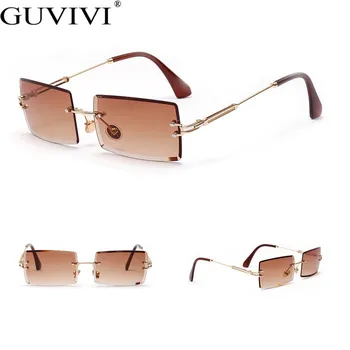 Guvivi Dreptunghi fără ramă de ochelari de Soare pentru Femei de Moda Bărbați Cadru Metalic Ochelari de Soare Nuante Vintage Oglindă Lentile de Ochelari Oculos UV400