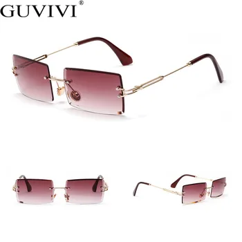 Guvivi Dreptunghi fără ramă de ochelari de Soare pentru Femei de Moda Bărbați Cadru Metalic Ochelari de Soare Nuante Vintage Oglindă Lentile de Ochelari Oculos UV400