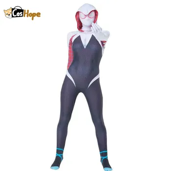 Gwen Stacy Costum Copii Adulți Cosplay Unisex Lycra Spandex Zentai Salopeta Body Costume de Halloween pentru Femei Fete Copilului
