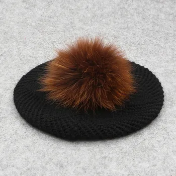 GZHILOVINGL Iarna Blană de sex Feminin Minge Pom Poms Iarna bereta Palaria Pentru Femei Fata Tricotate Pălării Beanie Gros Femei Slouchy Căciuli