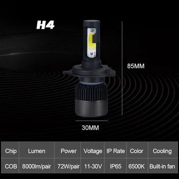 H4 LED-uri Auto Faruri Becuri H7 LED H1 H8 H11 HB3 HB4 9005 9006 8000LM 6500K 12V Lampă de Ceață Becuri Led Faruri Lumini Auto pentru Autoturisme