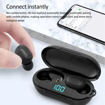 H6 TWS Sport Stereo Wireless Căști In-ear de Anulare a Zgomotului Bluetooth 5.0 Cască Display LED de Încărcare Cutie Pentru IOS Android