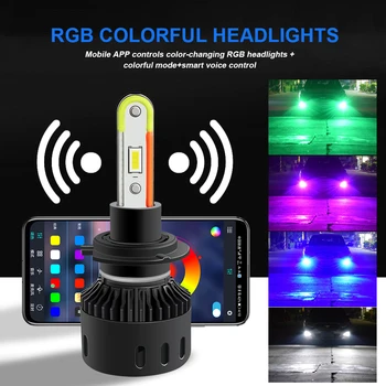 H7 H8/H9/H11 Masina cu LED-uri RGB Faruri Kit APP Bluetooth de Control Multicolore Lumini de Ceata Becuri Lampa pentru Auto Camioane