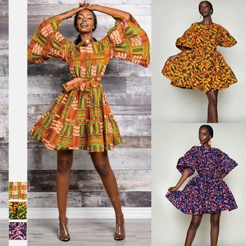 Haine africane 2020 Dashiki Imprimare Doamnelor Moda Rochie Plus Dimensiune Bazin Riche Halat cu Maneci Lungi de Vară din Africa Rochii pentru Femei