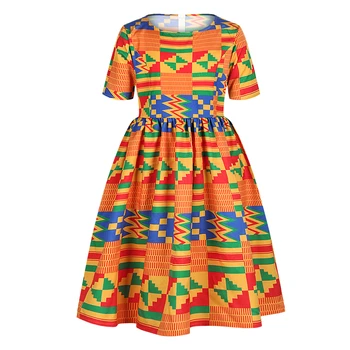 Haine africane 2020 Moda Copii Dashiki Imprimare 125-150CM Copil Fata Rochie de Ankara Stil Printesa cu Fermoar Africane Rochii pentru Femei