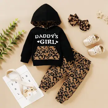 Haine Noi De Moda Pentru Copii Pentru Copii Toddler Băieți Fete Leopard Print Costum Hanorac+Pantaloni+Bentita Haine Copii Ceremonia De Petrecere, Seturi De