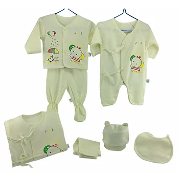 Haine pentru copii Seturi de Haine de Bună Calitate din Bumbac pentru Nou-născut Fată Băiat Seturi Copil Tricou+pantaloni+romper+hat+bavete 7pcs/set