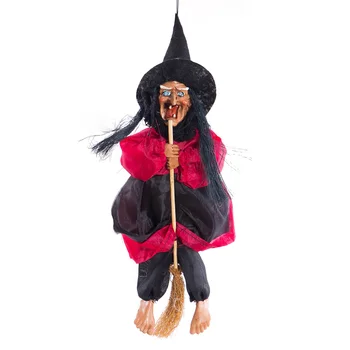 Halloween Agățat Vrăjitoare Păpuși Control Vocal Prop Animate Fantomă Înfricoșător De Echitatie Mătură Perete Atarna Petrecere În Aer Liber, Decor Acasă Jucării