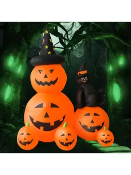 Halloween Craciun Gonflabil de Lumină LED Pălărie Vrăjitoare Dovleac Pisica Neagra Decor în aer liber, Grădină, Curte Arunce în aer Recuzită Jucarii