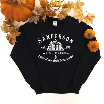 Halloween Sanderson Vrăjitoare Muzeul Tricou Negru Flacără Lumânare Halloween Jumper Patra Sanderson Surori Crewneck Sweashirts