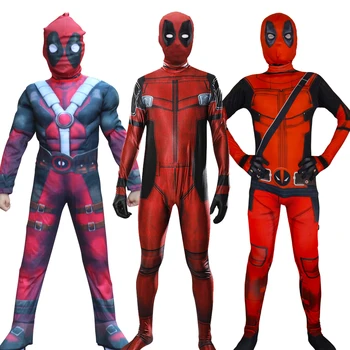 Halloween-ul Deadpool Cu Masca de Cosplay Costum Adult Marvel Deadpool Pentru Barbati copii Wade Wilson Lycra Spandex Nylon Zentai Bodysuits