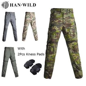 HAN SĂLBATICE G3 Tactice Pantaloni Airsoft Luptă Pantaloni de Vânătoare Pantaloni Militare Armata Pantaloni de Camuflaj cu Tampoane de Sport Respirabil