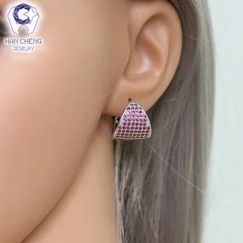HanCheng Noua Moda Farmec Cupru Placat cu Piatră Cubic Zirconia Cerc Hoop Cercei Pentru Femei Bijuterii brincos bijoux
