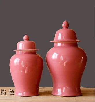 Hand made de înaltă temperatură de culoare roz glazura de ghimbir borcan oală ambarcațiunile de decorare templu borcan