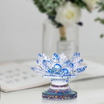 H&D 4.3 Inch Cristal Floare De Lotus Tealight Lumanarea Titular Fengshui Acasă Masa Decor De Masă Suvenir De Colectie, Cadou Pentru Mama