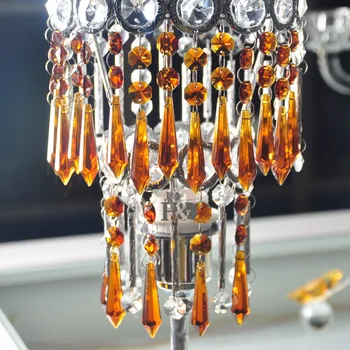 H&D Amber 10buc Candelabru de Cristal Sloi de gheață Prisme Lampă Candelabru Piese de schimb,DIY Cristal Cortina Pandantive,55mm