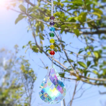 H&D Chakra Cristal Suncatcher cu 76mm AB Tărtăcuță Prisma Picături de Curcubeu Filtru de Ambarcațiuni Lanț Agățat Geam Ornament Gradina Decor