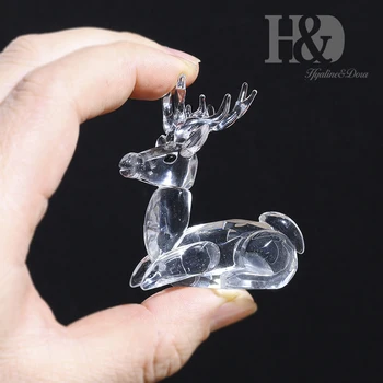 H&D Crystal Cerb Animale,Figurine Miniaturale Ornament Pentru Masa De Craciun De Vacanță De Colectie Decor Cadou De Ziua De Nastere