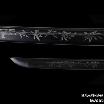 Handforged Japoneze Katana 1045 din Oțel carbon Full Tang Gravate Bambus Decorative Sabie de Lemn Învelit de Teaca din Piele