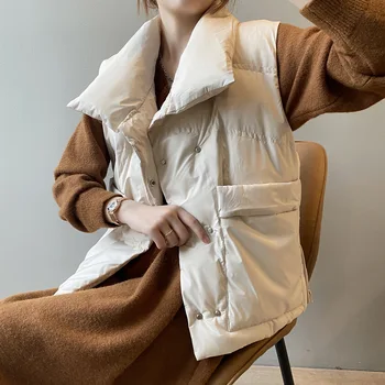 Hanorac de iarnă Vesta Femei 2020 Toamna/iarna Nou Stil coreean Vrac Moda Buzunarul de la Vesta din Bumbac Îmbrăcăminte exterioară