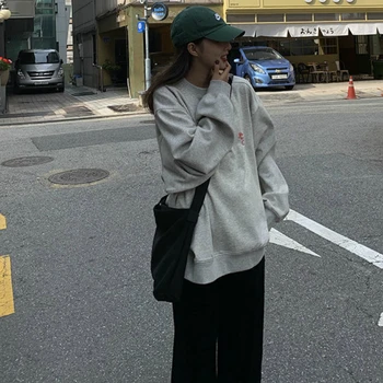 Hanorace Femei Toamna Supradimensionat Îngroșa Streetwear Harajuku Stil Coreean Maneca Lunga, Pulovere Femei Plus Dimensiune Bluze Largi