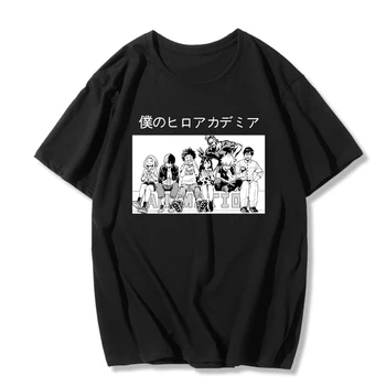 Harajuku Eroul Meu mediul Academic Alb Negru T-shirt Femei Anime Boku No Hero Academia de Imprimare Femei Top Ulzzang Distractiv pentru Femei T-Shirt