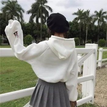 Harajuku Moda Toamna Iarna Femei Hoodies Urs Drăguț Imprimare Fata Hoodied Plus Vrac Catifea Tricou Maneca Lunga Pulover De Topuri