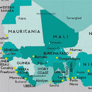 Harta Africa Caracteristici Culori Vibrante Imagini Clare Geografie Panza De Imprimare Arta De Perete Autocolant De Învățare Educația Acasă Decorare Poster