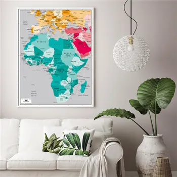 Harta Africa Caracteristici Culori Vibrante Imagini Clare Geografie Panza De Imprimare Arta De Perete Autocolant De Învățare Educația Acasă Decorare Poster