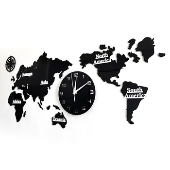 Hartă A Lumii Moderne Ceas De Perete Decor Acasă Mare Ceas De Perete Tăcut Non Bifarea Perete Ceas De Birou Geografie Arta De Perete De Călătorie Idee De Cadou