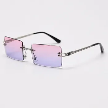 HBK Noua Moda Pătrat fără ramă de ochelari de Soare Femei Bărbați Dreptunghi Nuanțe de Gri Ochelari de Soare Brand de Lux de Design de Metal UV400 Ochelari